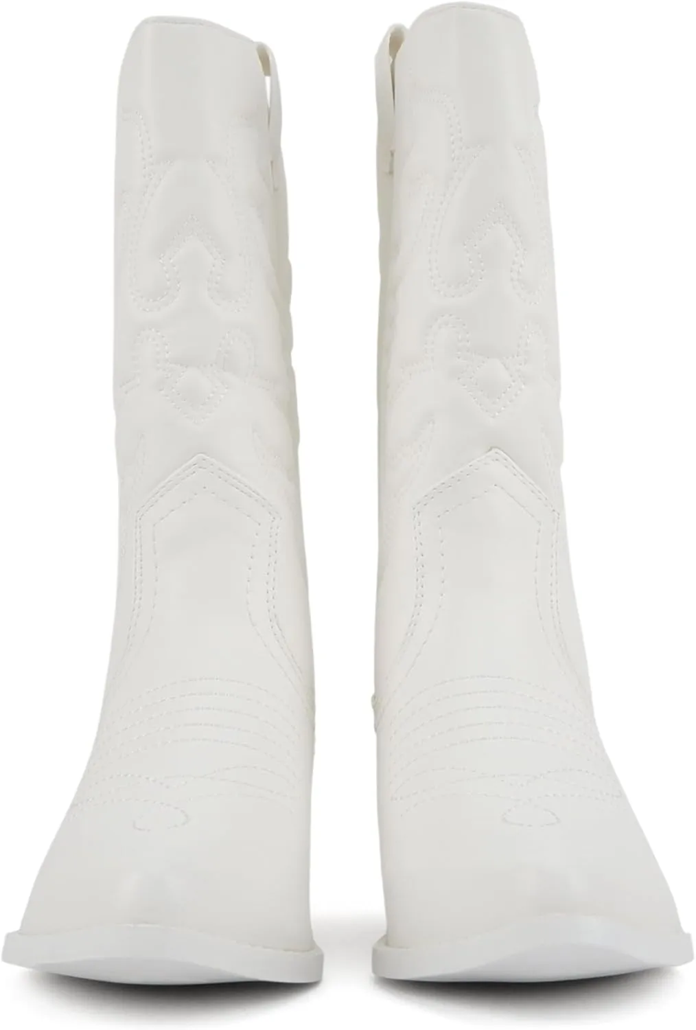 Soda “Rodeo” ~ Women's Knee High Western Cowboy Boots with Stitched Detailing, Pointed Toe, and Low Block Heel