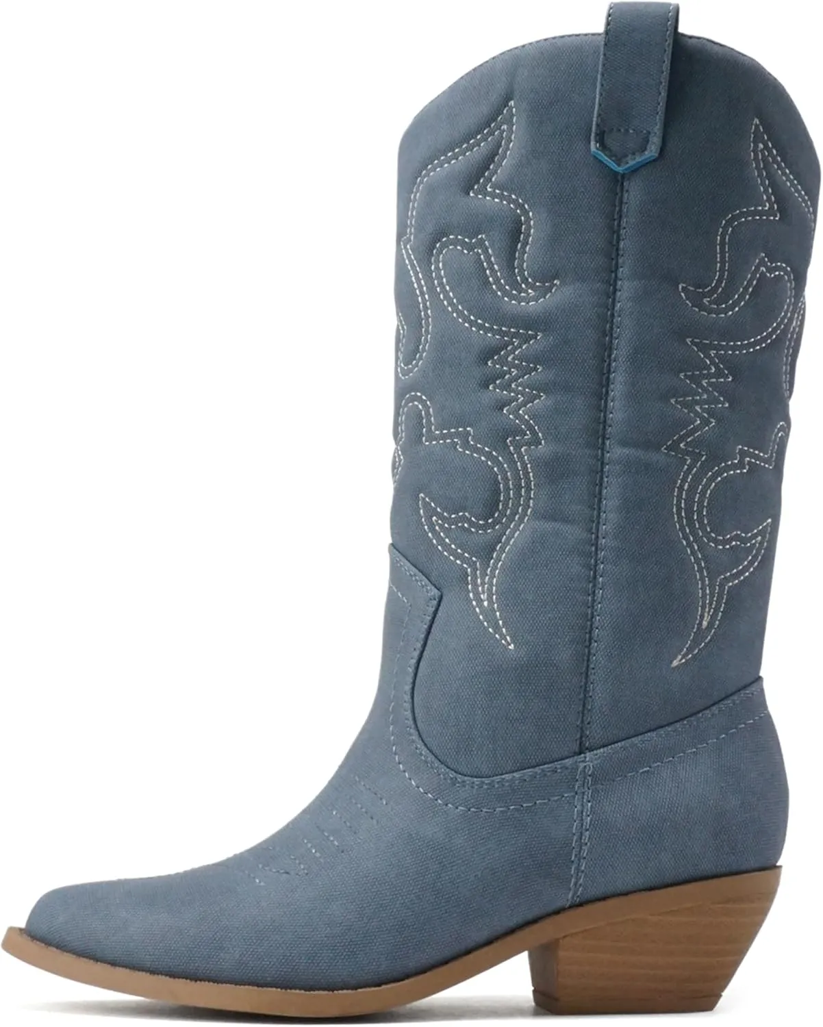 Soda “Rodeo” ~ Women's Knee High Western Cowboy Boots with Stitched Detailing, Pointed Toe, and Low Block Heel