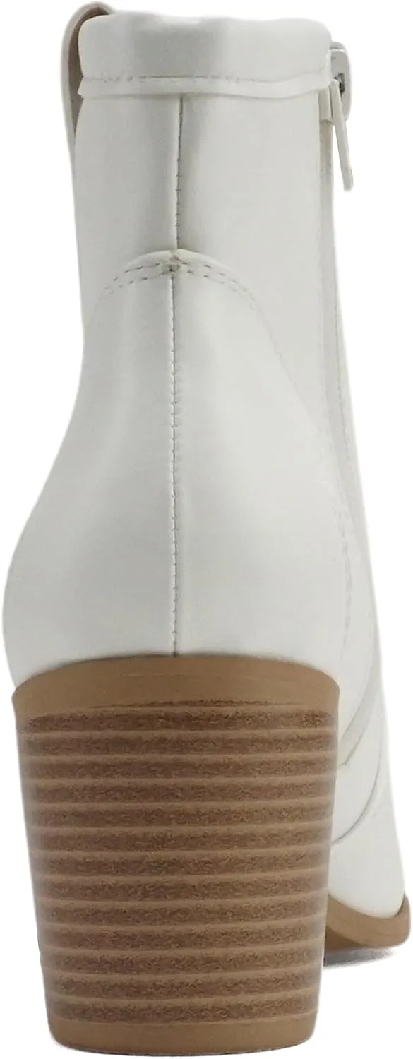 Soda “TELLER” ~ Women's Western Cowboy Boots with Stitched Detailing, Pointed Toe, and Low Block Heel