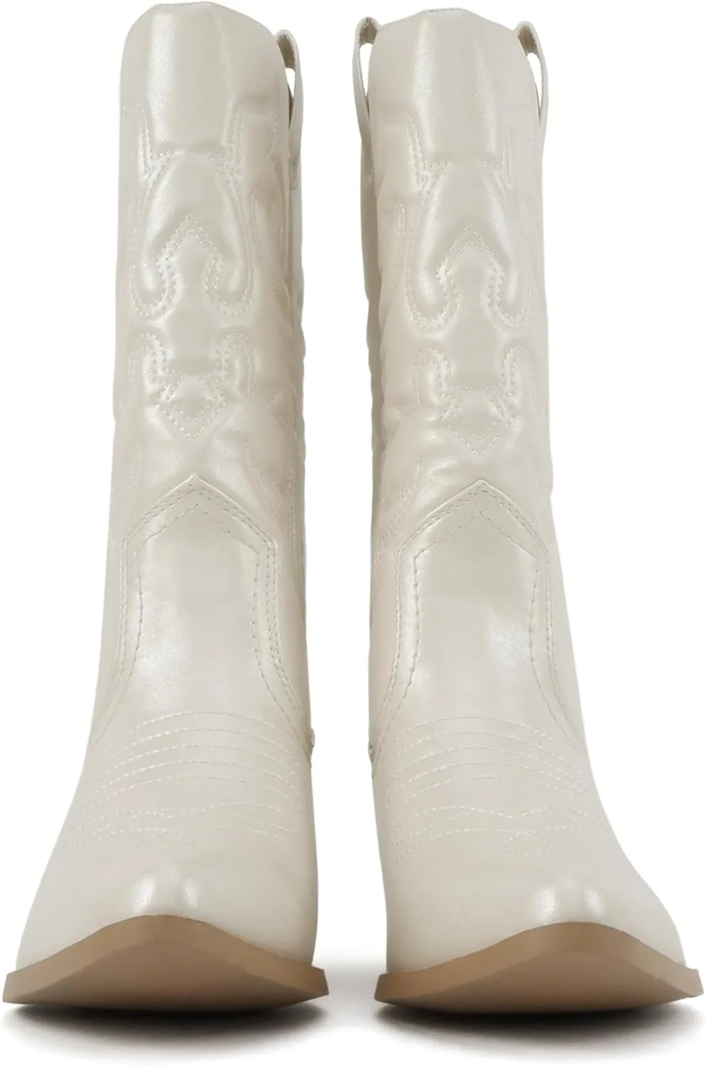 Soda “TELLER” ~ Women's Western Cowboy Boots with Stitched Detailing, Pointed Toe, and Low Block Heel