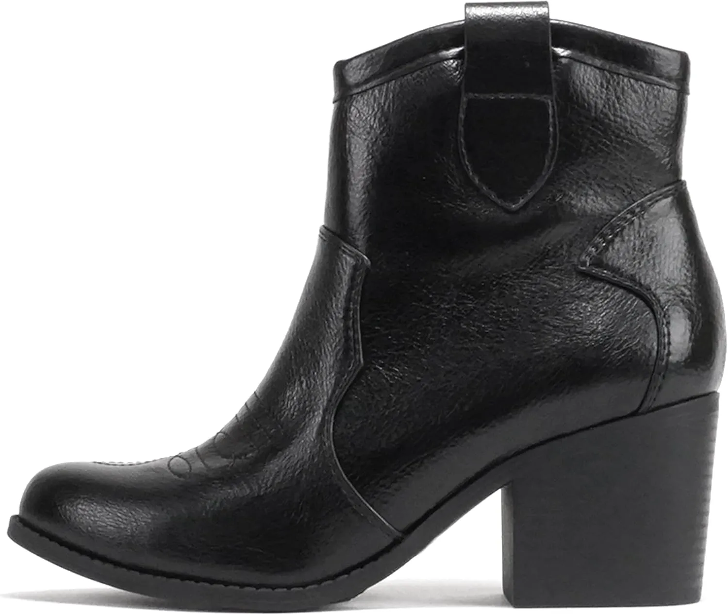 Soda “TELLER” ~ Women's Western Cowboy Boots with Stitched Detailing, Pointed Toe, and Low Block Heel
