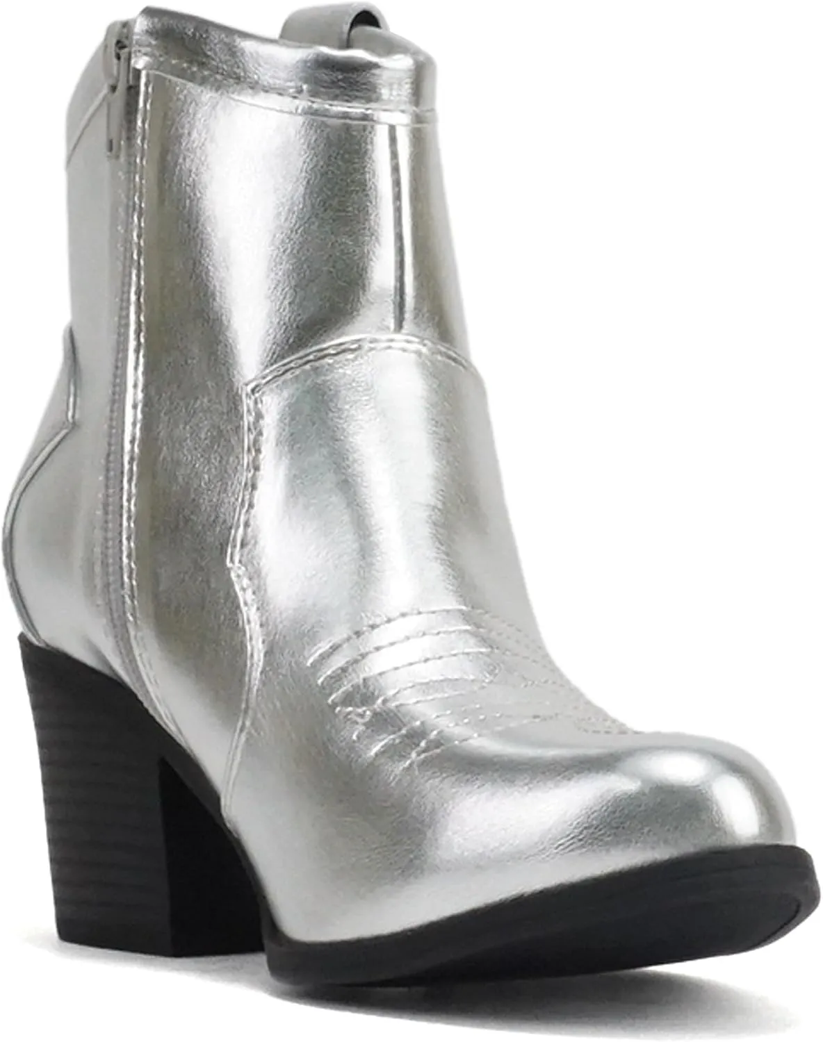 Soda “TELLER” ~ Women's Western Cowboy Boots with Stitched Detailing, Pointed Toe, and Low Block Heel