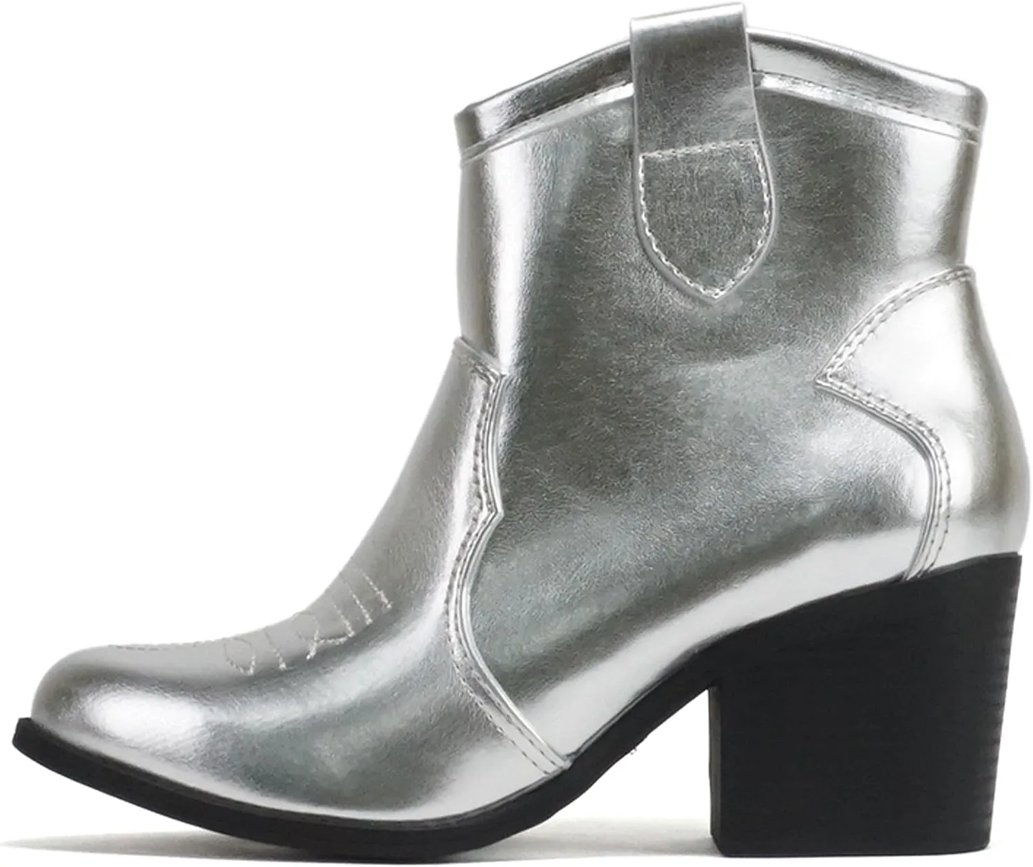 Soda “TELLER” ~ Women's Western Cowboy Boots with Stitched Detailing, Pointed Toe, and Low Block Heel