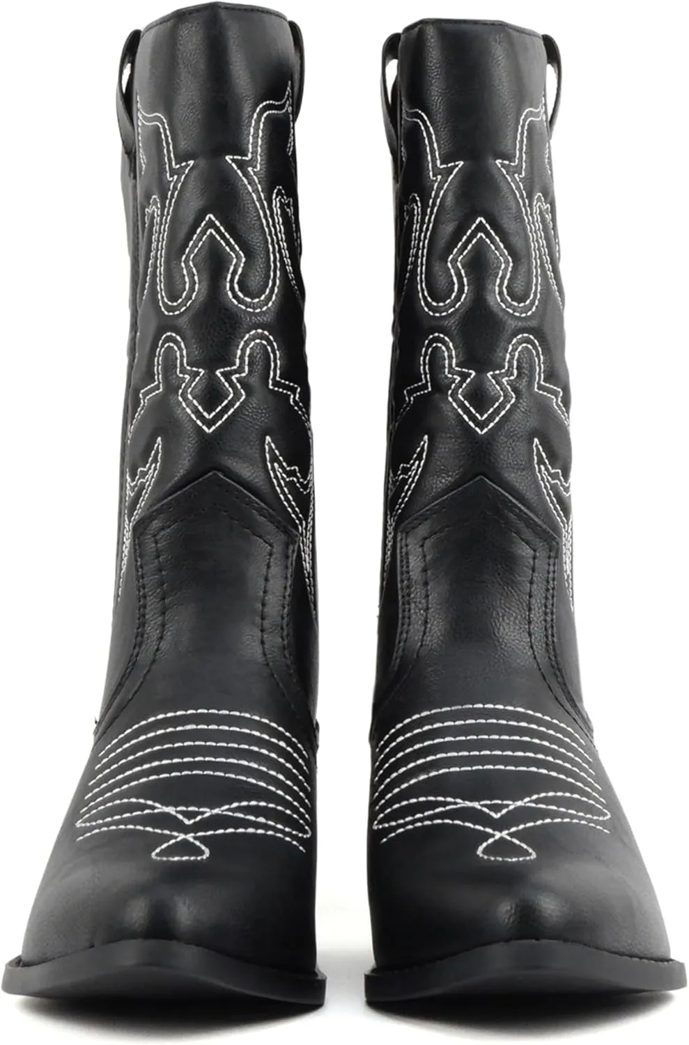 Soda “TELLER” ~ Women's Western Cowboy Boots with Stitched Detailing, Pointed Toe, and Low Block Heel