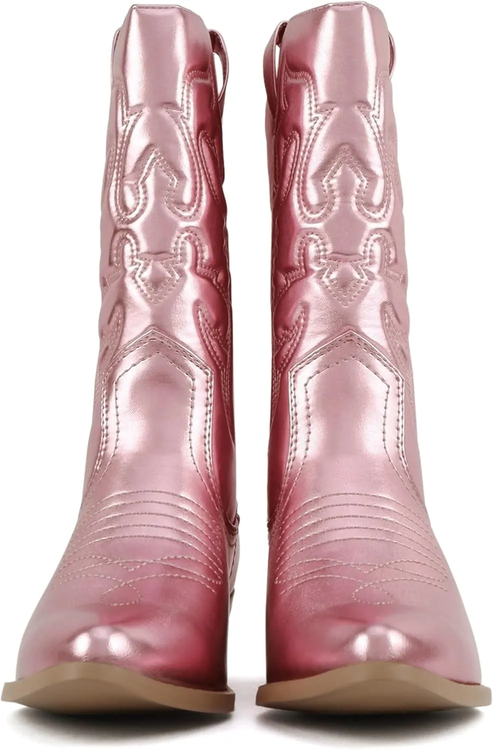 Soda “TELLER” ~ Women's Western Cowboy Boots with Stitched Detailing, Pointed Toe, and Low Block Heel