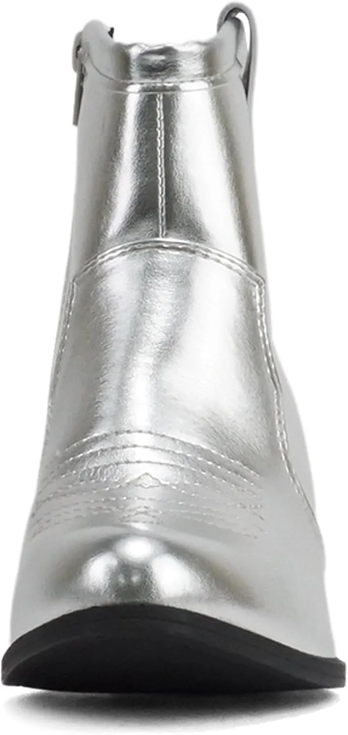 Soda “TELLER” ~ Women's Western Cowboy Boots with Stitched Detailing, Pointed Toe, and Low Block Heel