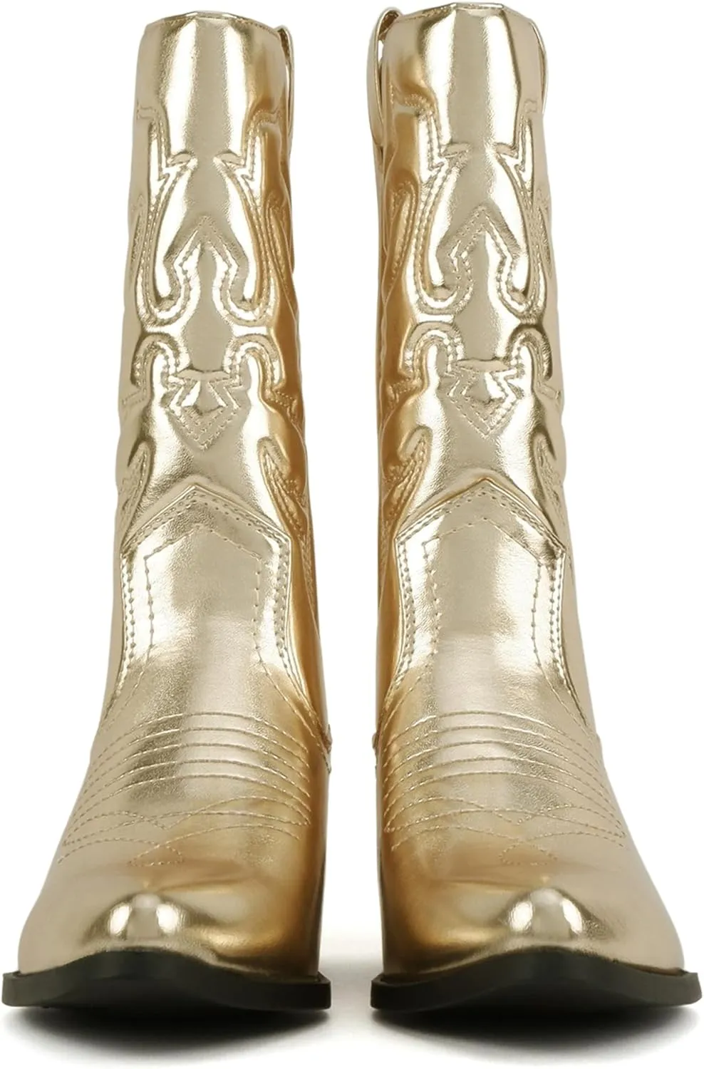 Soda “TELLER” ~ Women's Western Cowboy Boots with Stitched Detailing, Pointed Toe, and Low Block Heel