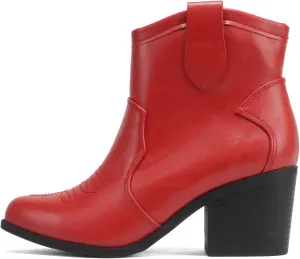 Soda “TELLER” ~ Women's Western Cowboy Boots with Stitched Detailing, Pointed Toe, and Low Block Heel