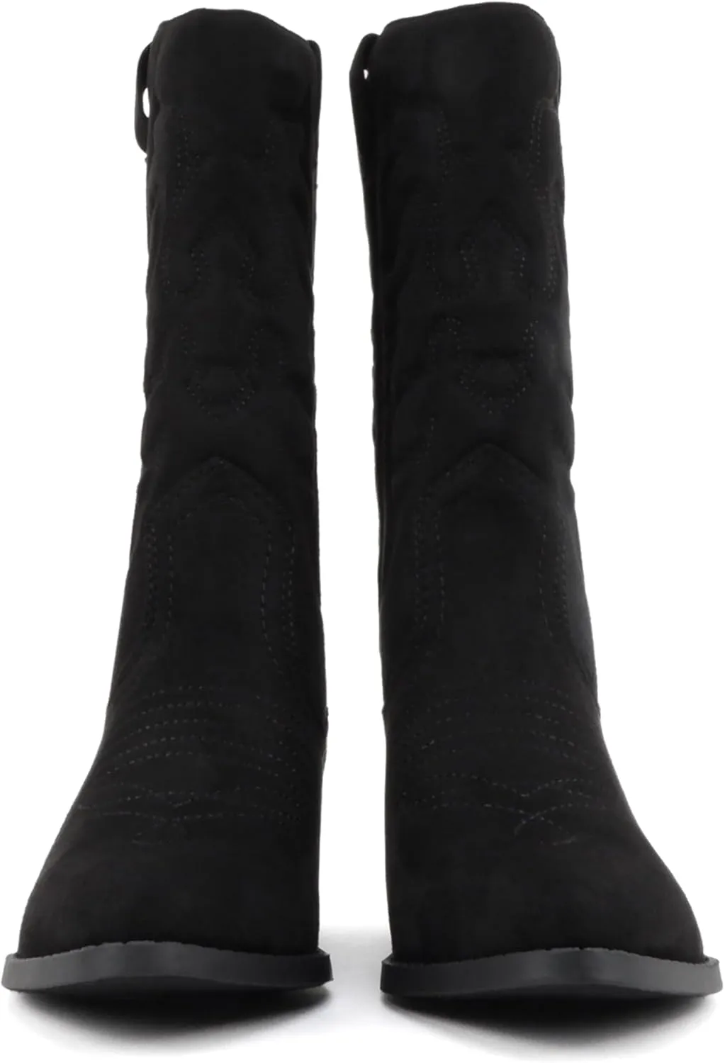Soda “TELLER” ~ Women's Western Cowboy Boots with Stitched Detailing, Pointed Toe, and Low Block Heel