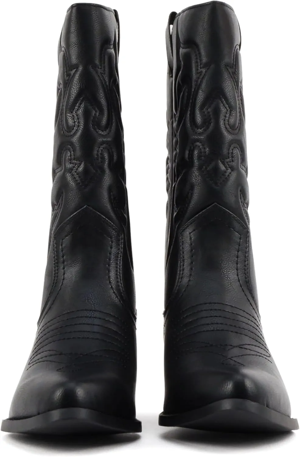 Soda “TELLER” ~ Women's Western Cowboy Boots with Stitched Detailing, Pointed Toe, and Low Block Heel
