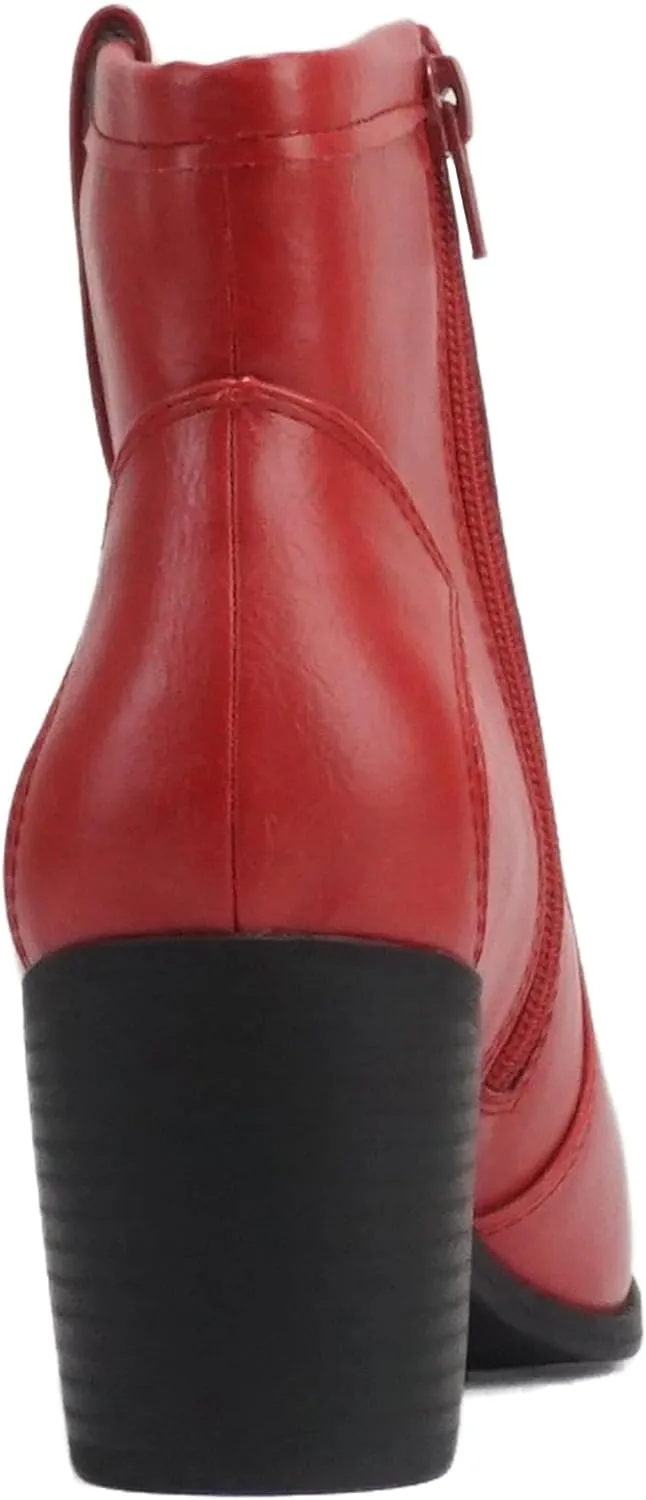 Soda “TELLER” ~ Women's Western Cowboy Boots with Stitched Detailing, Pointed Toe, and Low Block Heel