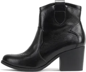 Soda “TELLER” ~ Women's Western Cowboy Boots with Stitched Detailing, Pointed Toe, and Low Block Heel