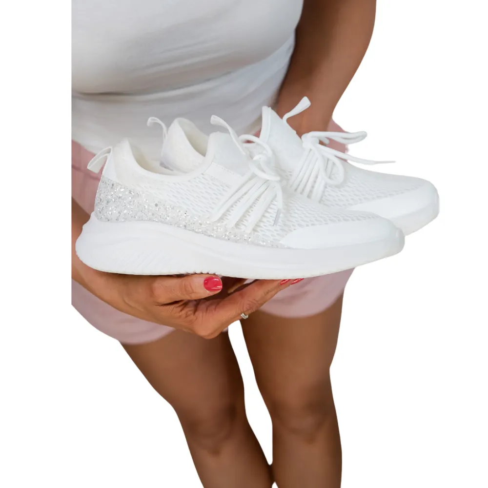 Soft Serve Sneakers in White Glitter