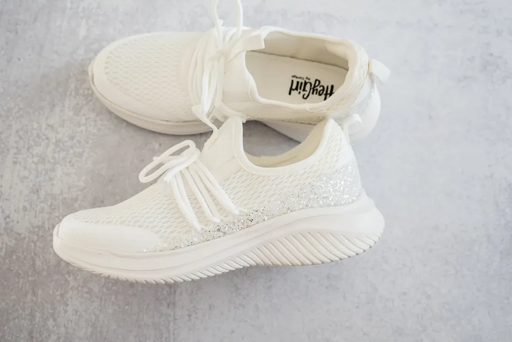 Soft Serve Sneakers in White Glitter