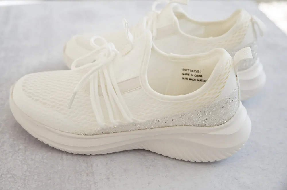 Soft Serve Sneakers in White Glitter