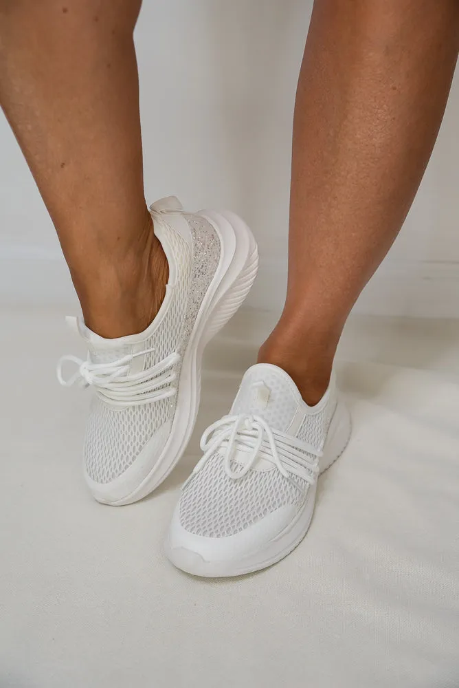 Soft Serve Sneakers in White Glitter