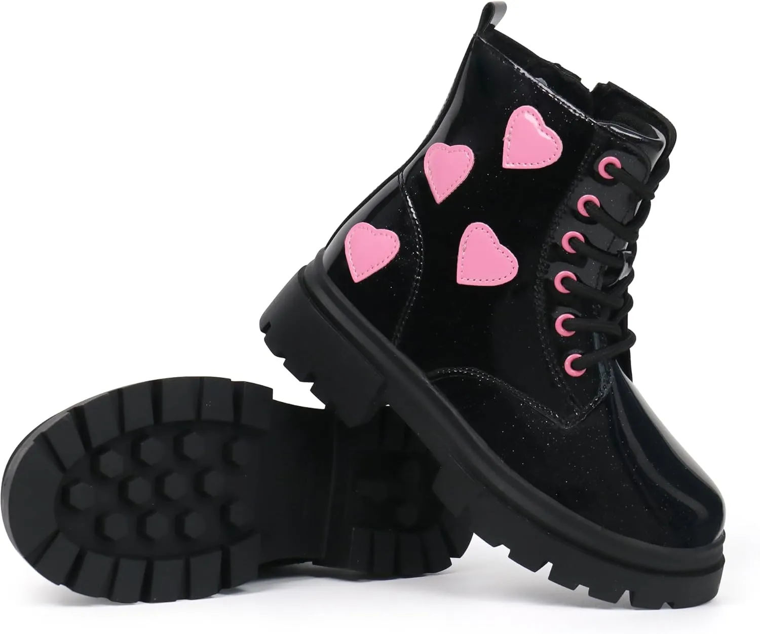 starmerx Girls Ankle Boots Lace Up Combat Boot Side Zipper Comfortable Boys Boots