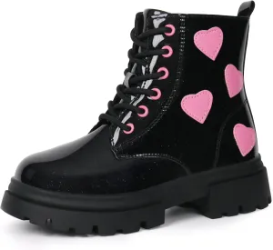starmerx Girls Ankle Boots Lace Up Combat Boot Side Zipper Comfortable Boys Boots
