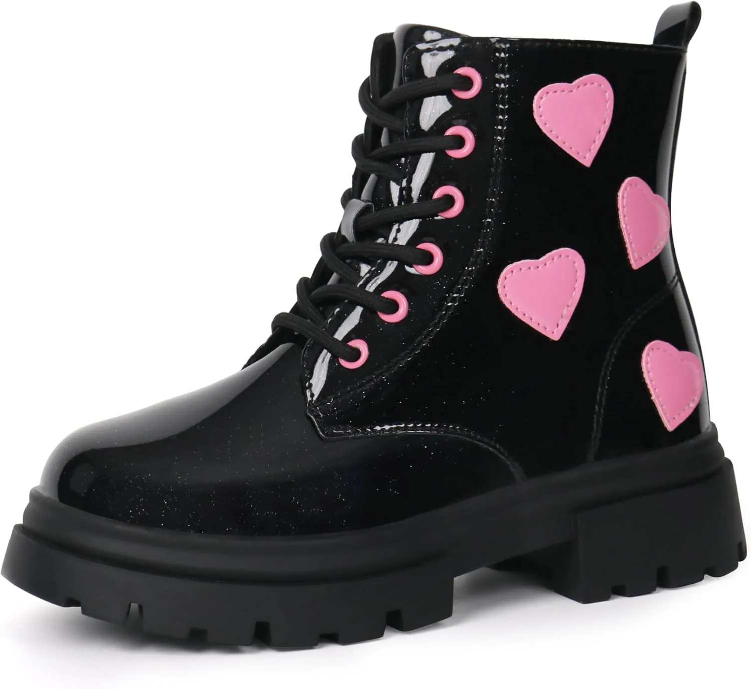 starmerx Girls Ankle Boots Lace Up Combat Boot Side Zipper Comfortable Boys Boots