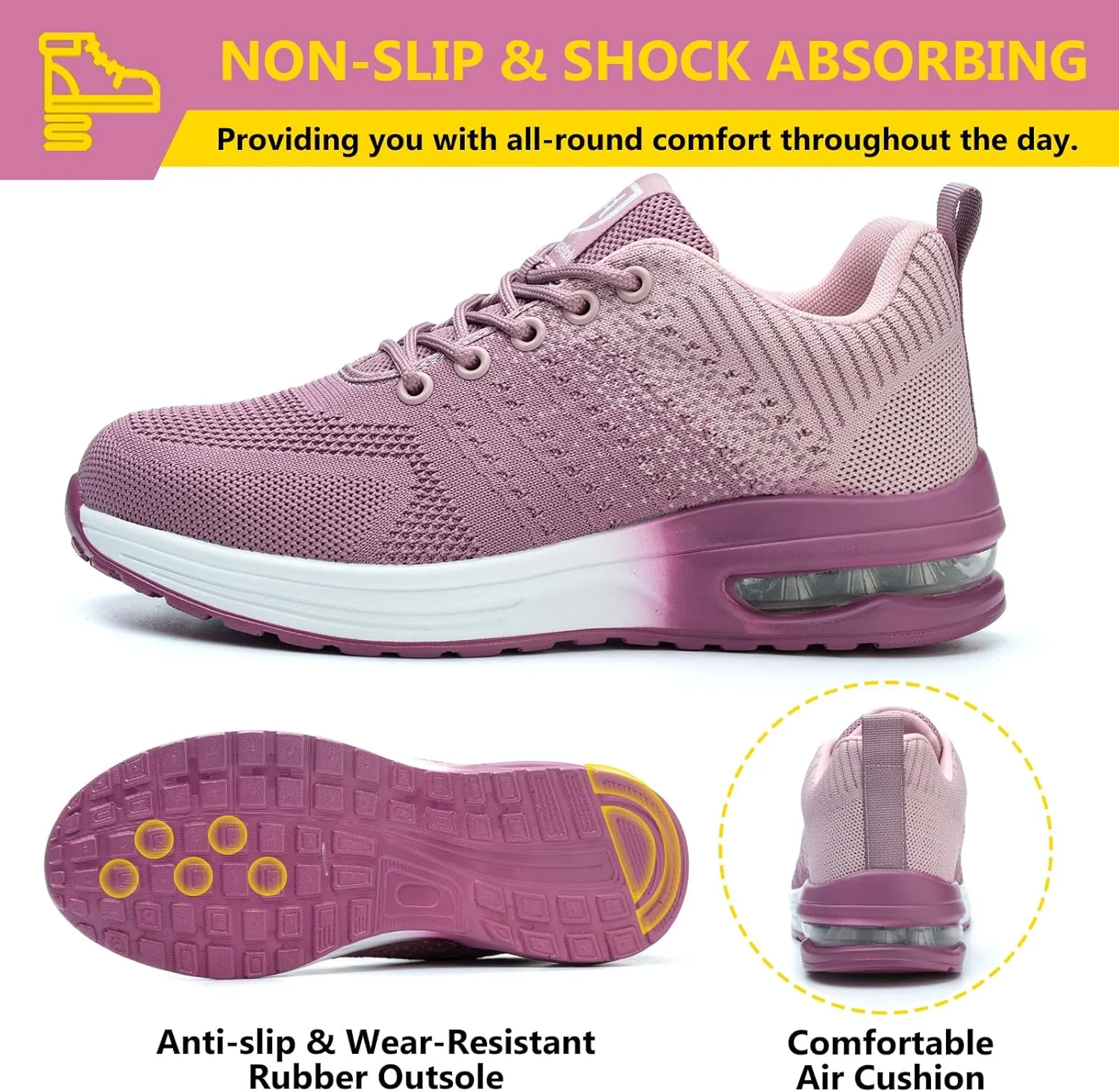 Steel Toe Shoes for Men Women Lightweight Comfortable Work Shoes Indestructible Slip Resistant Safety Shoes for Construction