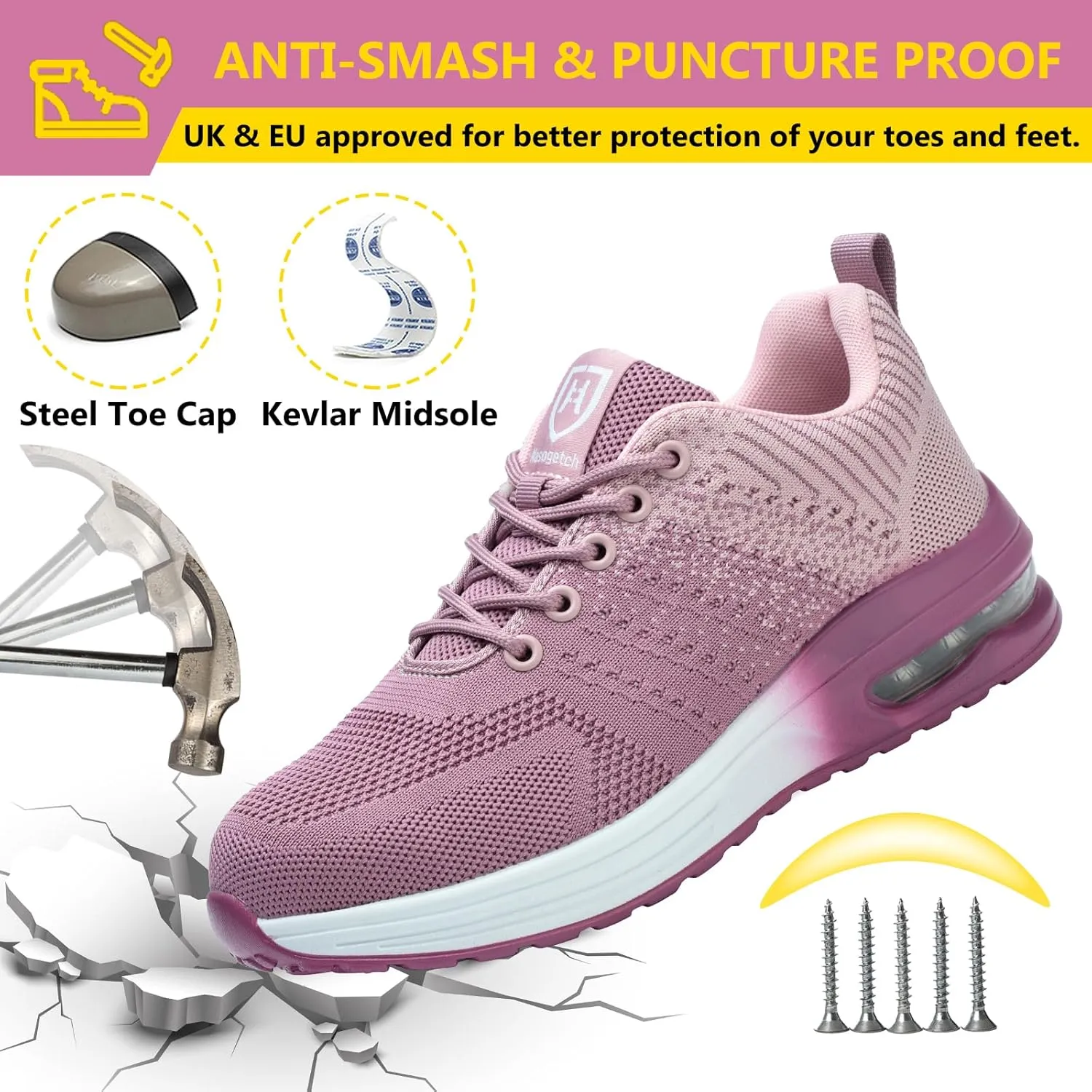 Steel Toe Shoes for Men Women Lightweight Comfortable Work Shoes Indestructible Slip Resistant Safety Shoes for Construction