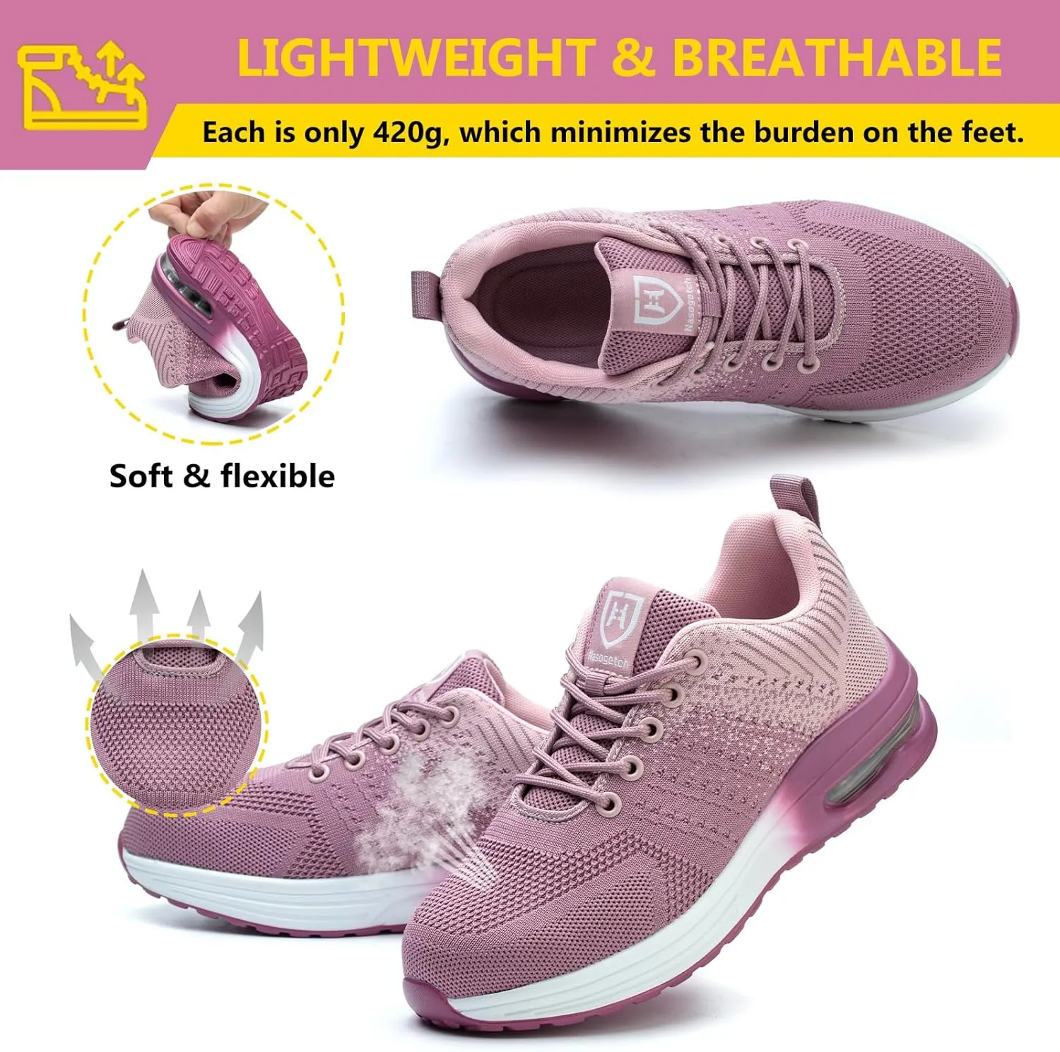 Steel Toe Shoes for Men Women Lightweight Comfortable Work Shoes Indestructible Slip Resistant Safety Shoes for Construction