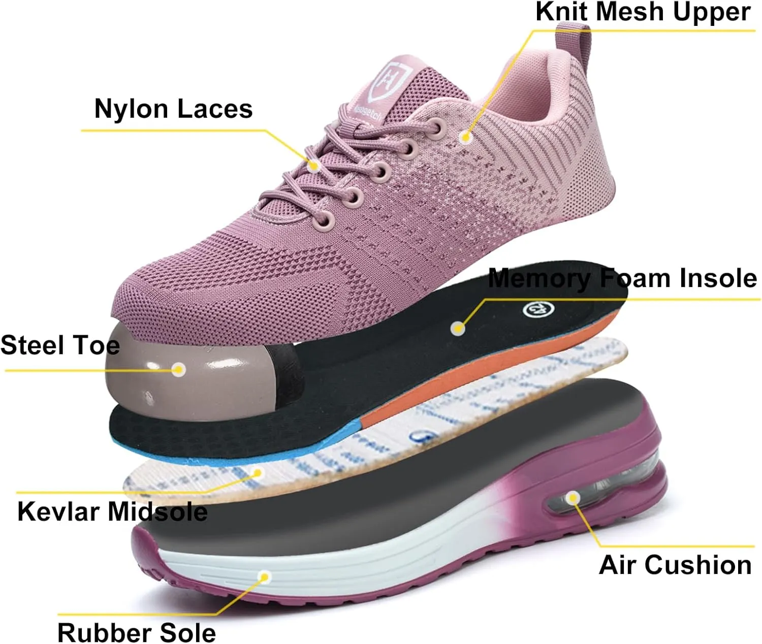 Steel Toe Shoes for Men Women Lightweight Comfortable Work Shoes Indestructible Slip Resistant Safety Shoes for Construction