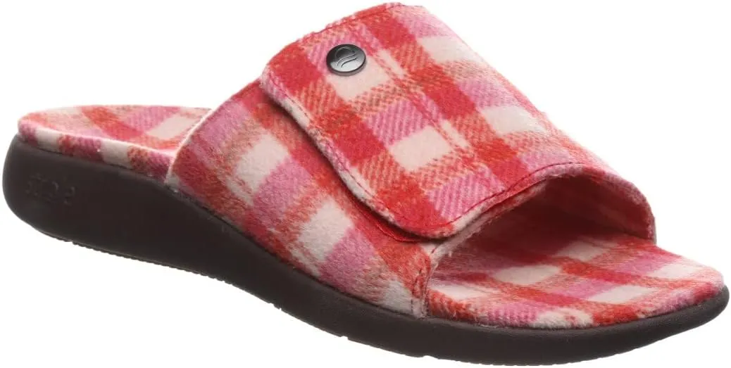 Strole Den Tartan Women's Wool Slide Slippers with Orthotic Arch Support