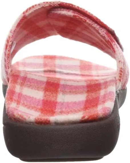 Strole Den Tartan Women's Wool Slide Slippers with Orthotic Arch Support
