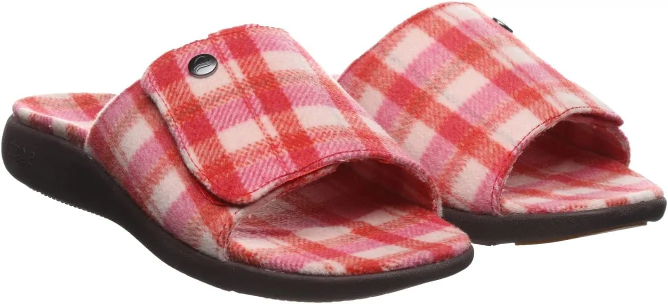Strole Den Tartan Women's Wool Slide Slippers with Orthotic Arch Support
