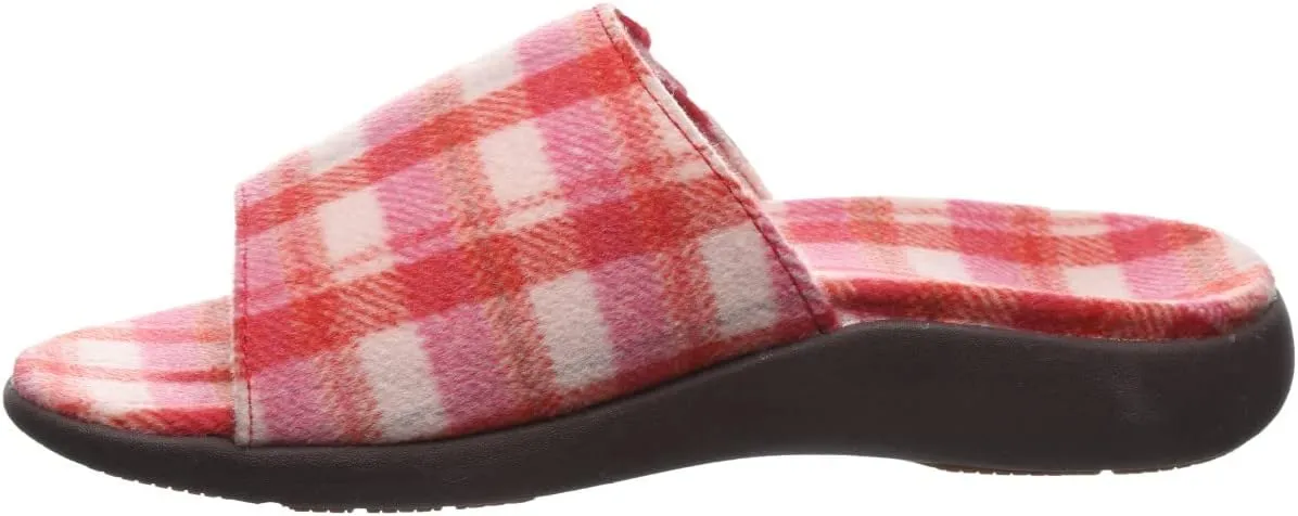 Strole Den Tartan Women's Wool Slide Slippers with Orthotic Arch Support