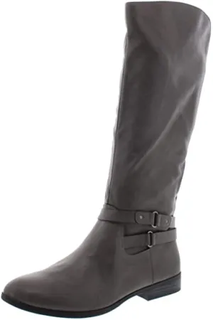 Style & Co. Womens Kindell Faux Leather Riding Boots Gray 6 Medium (B,M)