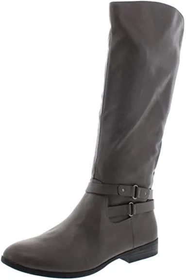 Style & Co. Womens Kindell Faux Leather Riding Boots Gray 6 Medium (B,M)