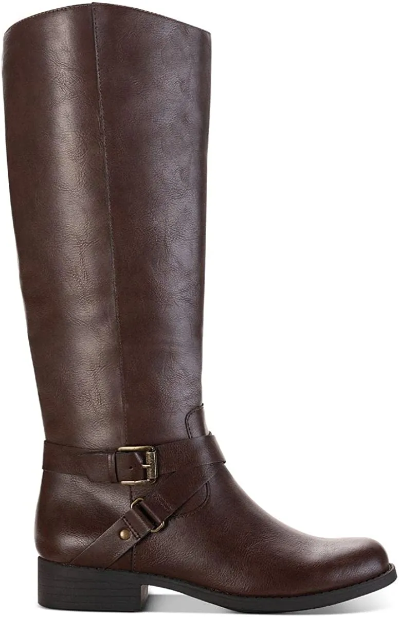 Style & Co. Womens Marliee Wide Calf Motorcycle Boots Brown 8.5 Medium (B,M)