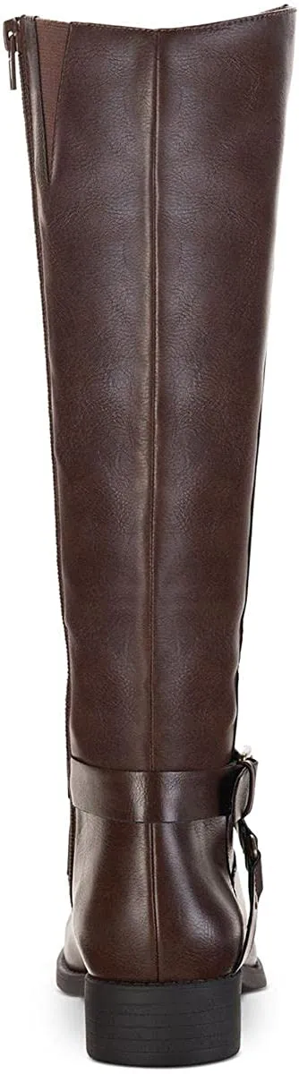 Style & Co. Womens Marliee Wide Calf Motorcycle Boots Brown 8.5 Medium (B,M)