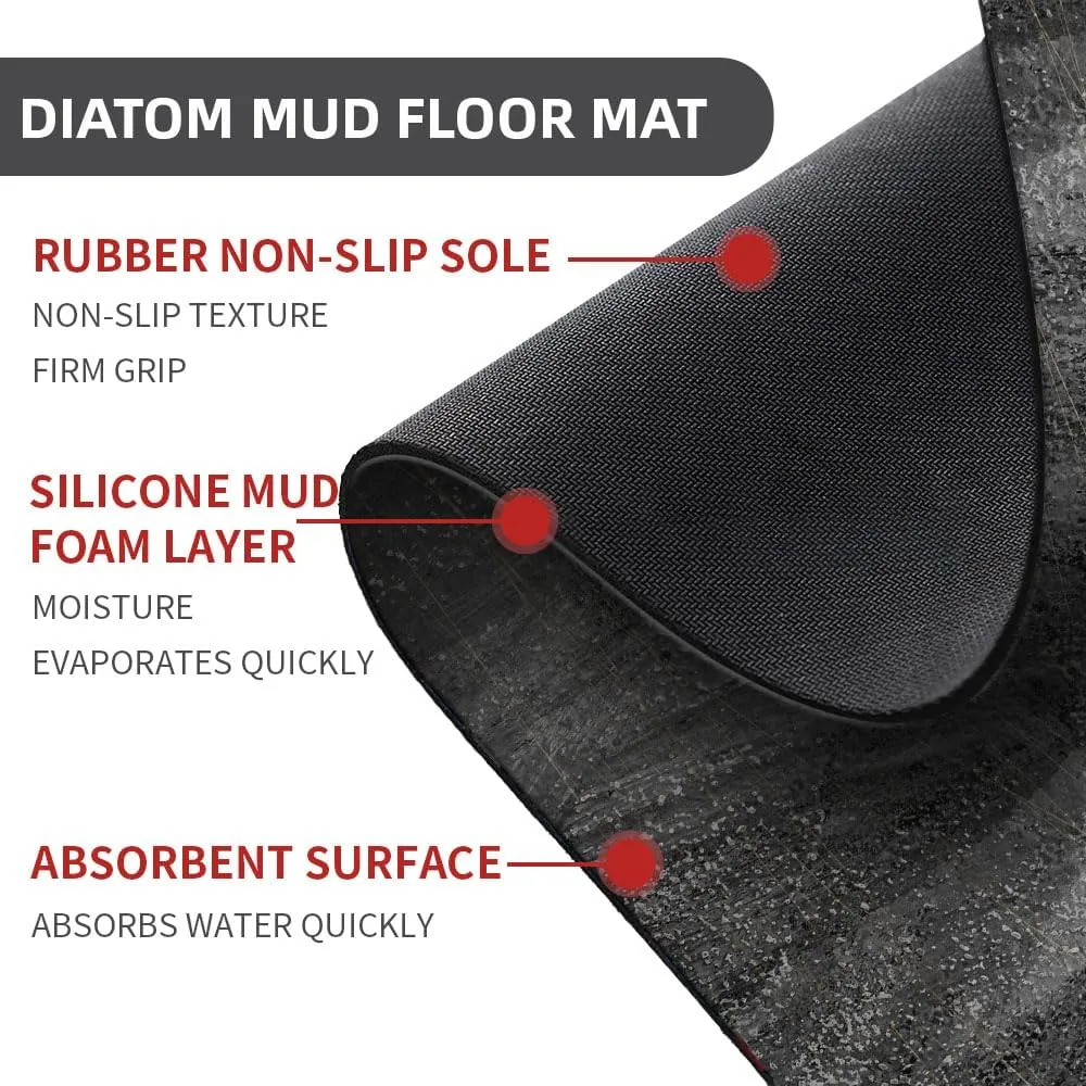 Super Absorbent Diatomaceous Earth Stone Bath Mat,Black Coffee Gold Marble Quick-Drying Bathroom Carpets,Non Slip Bathtub Floor Mat，Easy to Clean, Simple Kitchen Doormat(Square 43×70cm)