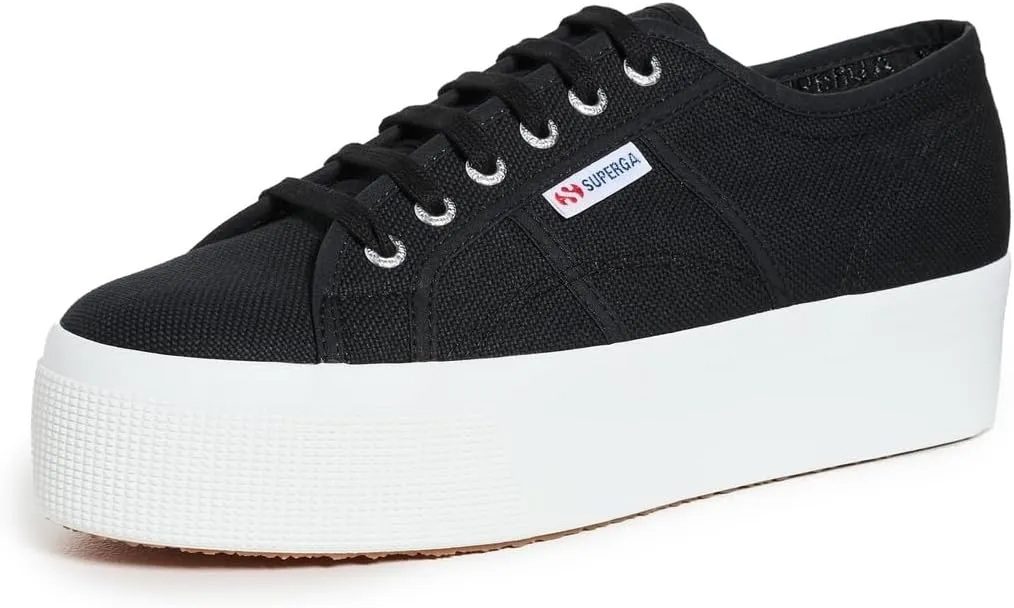 Superga Unisex 2790 Platform Sneaker, Black/F White, 5.5 US Men