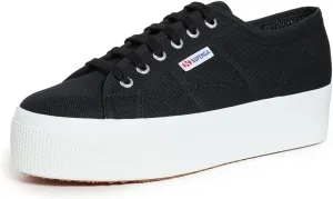 Superga Unisex 2790 Platform Sneaker, Black/F White, 5.5 US Men
