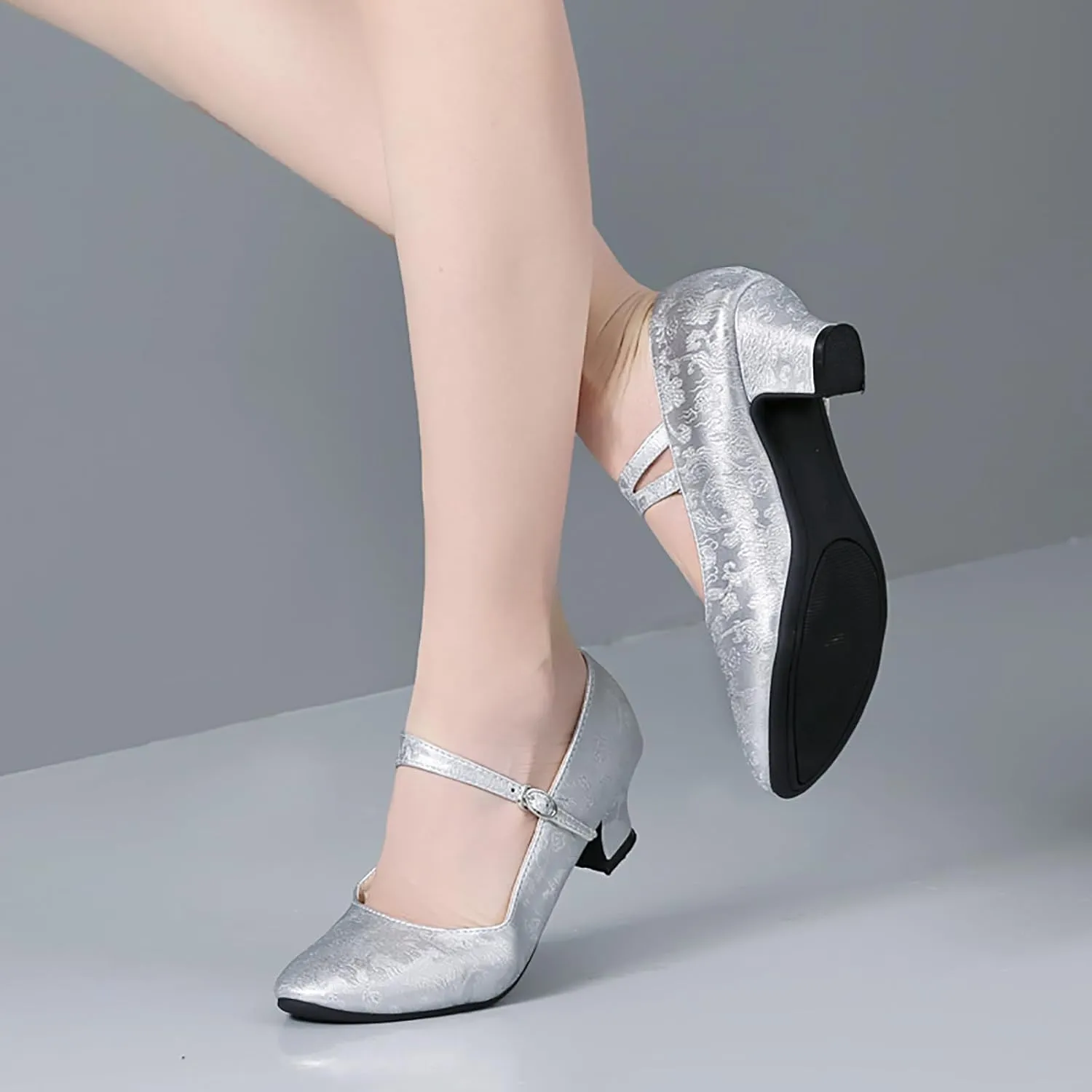 SWDZM Women's Ballroom Latin Dance Shoes Closed Toe Comfortable Low Heel Dress Shoes