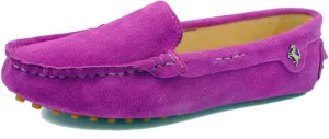 TDA Womens Comfortable Leather Driving Walking Trail Running Boat Shoes Slip-On Flats/Dark Purple 6.5 M US