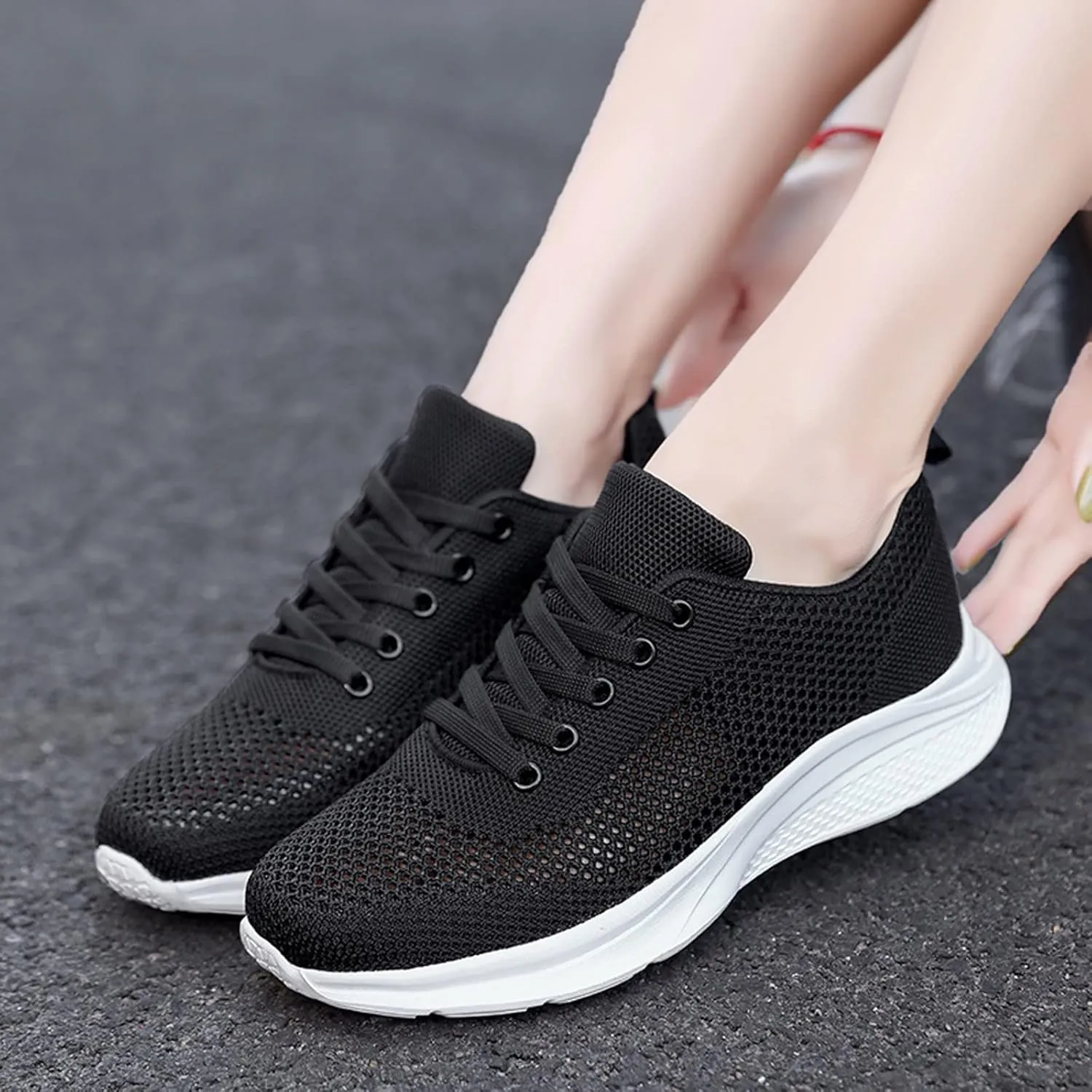 Tennis Shoes Womens Lightweight Comfortable Lace up Mens Tennis Shoes Athletic Casual Shoes Trendy Platform Sneakers White Tennis Shoe Trainers Shoe