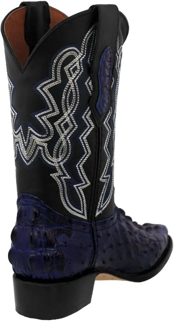 Texas Legacy Mens Blue Western Wear Cowboy Boots Crocodile & Ostrich Print J Toe