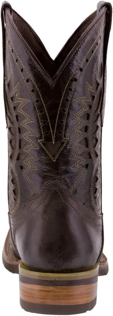 Texas Legacy Mens Brown Western Leather Cowboy Boots Crocodile Print Square Toe