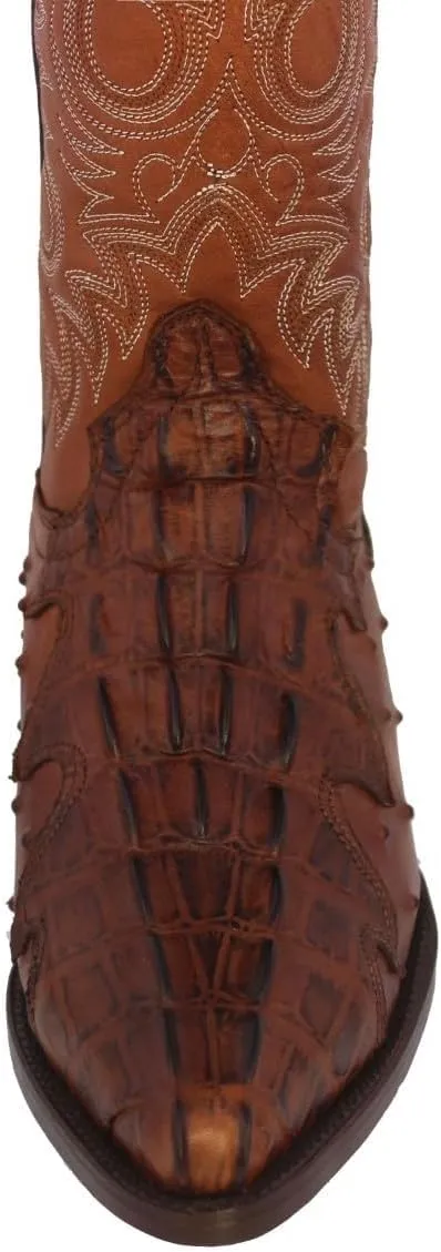 Texas Legacy Mens Cognac Western Cowboy Boots Crocodile & Ostrich Print J Toe
