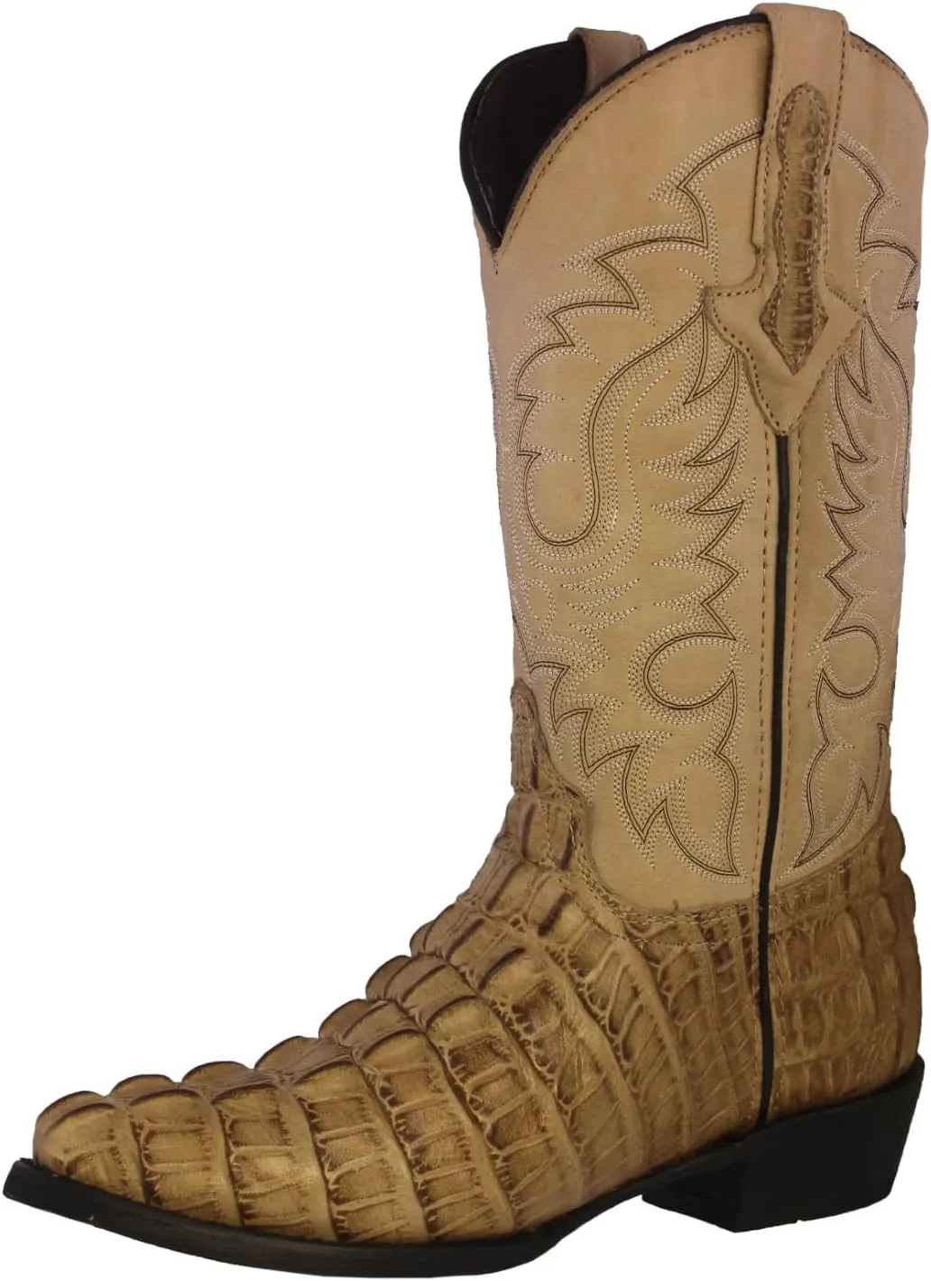 Texas Legacy Mens Sand Western Leather Cowboy Boots Crocodile Tail Print J Toe