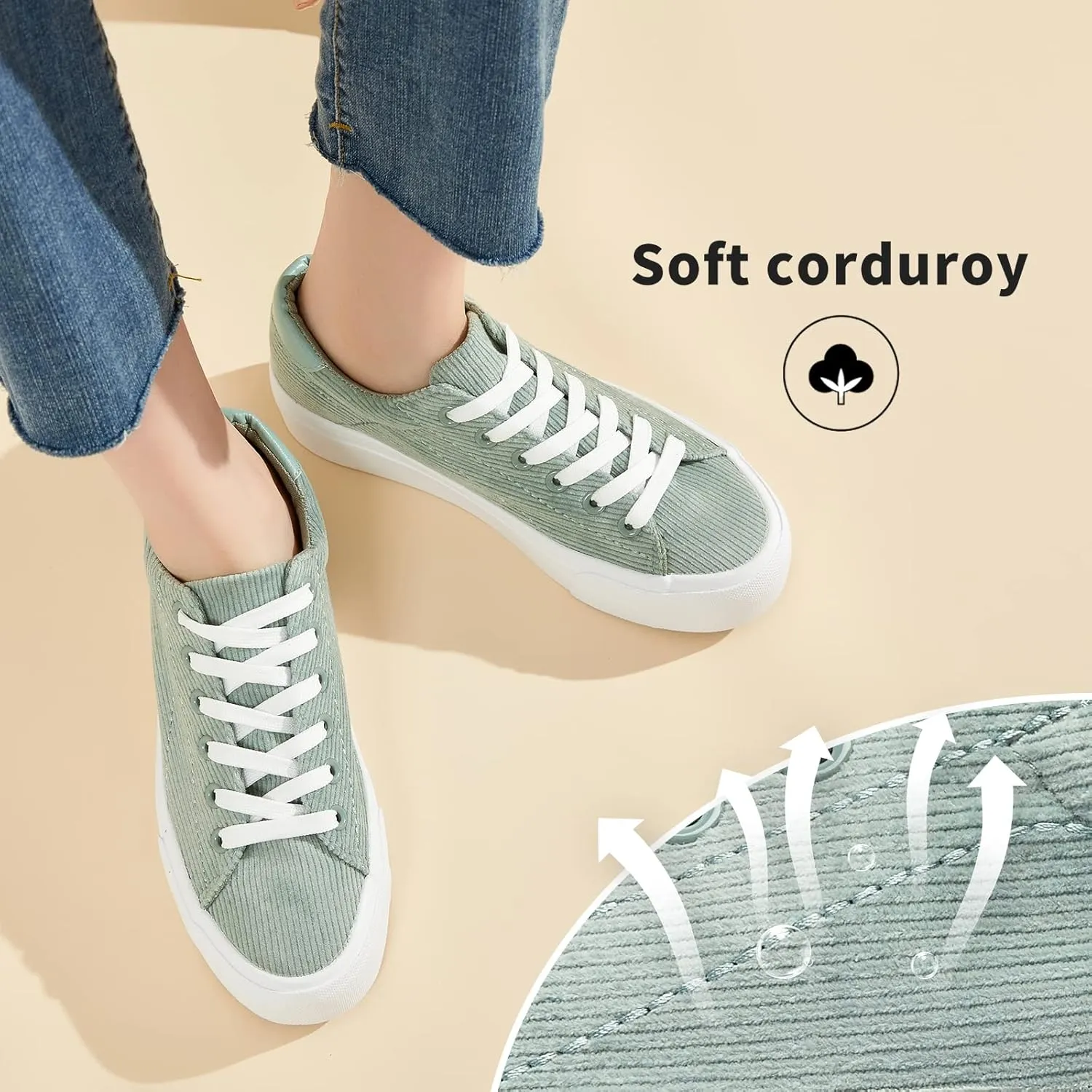 THATXUAOV Womens Platform Sneakers White Tennis Shoes Casual Low Top Fashion Sneakers