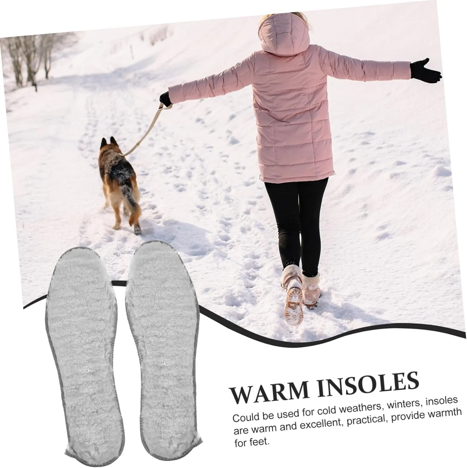 Thermal Warm Insoles for Shoes Plush Felt Boot Liners for Women Men Winter Comfortable Shoe Inserts (Size 37)