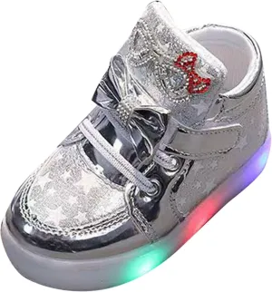 Toddler Flat Lights up Sneakers Gold Hook Loop Glitter First Walking Sport Shoes Baby Infant Newborn Slip On Casual Shoes
