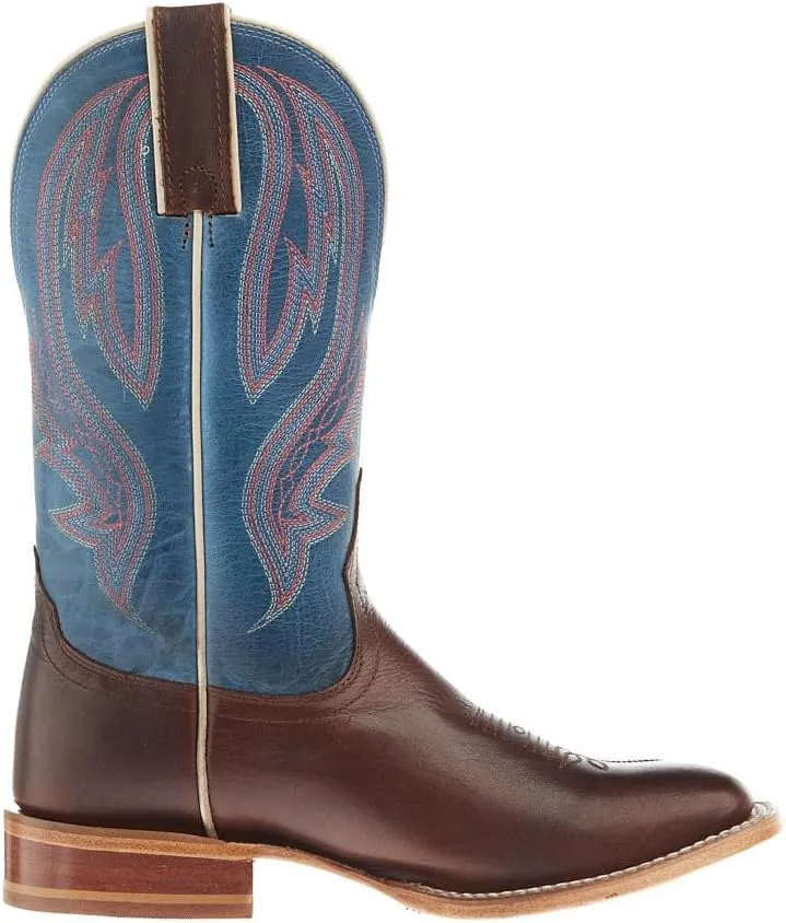Tony Lama Womens Brown Cowhide 11In Blue Cowhide Top Boot