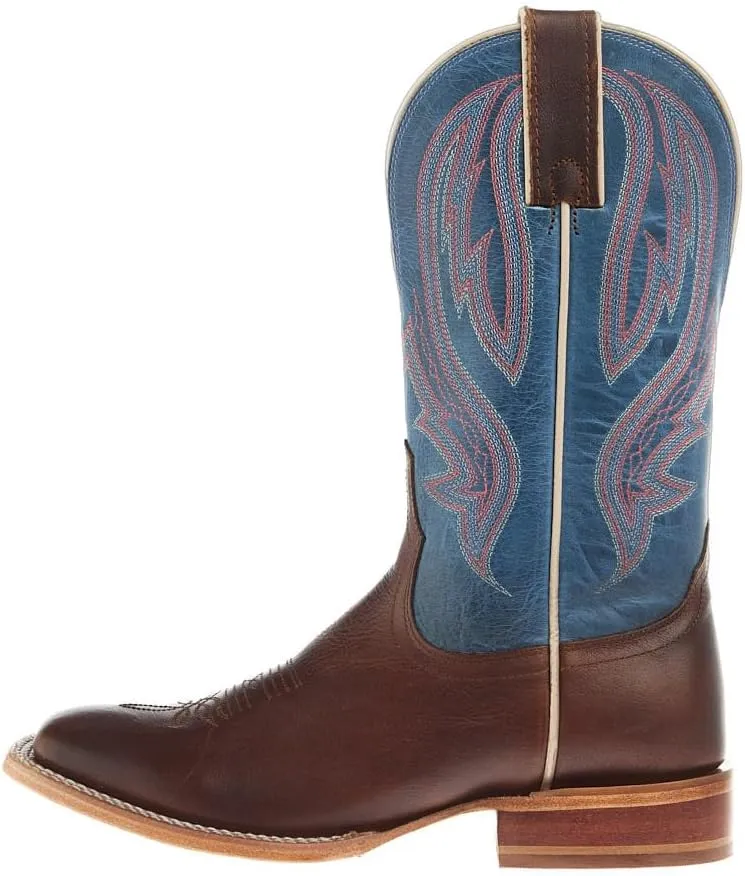 Tony Lama Womens Brown Cowhide 11In Blue Cowhide Top Boot
